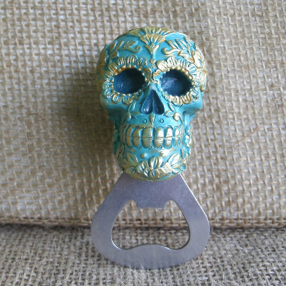 Resin Sugar Skull Bottle Opener